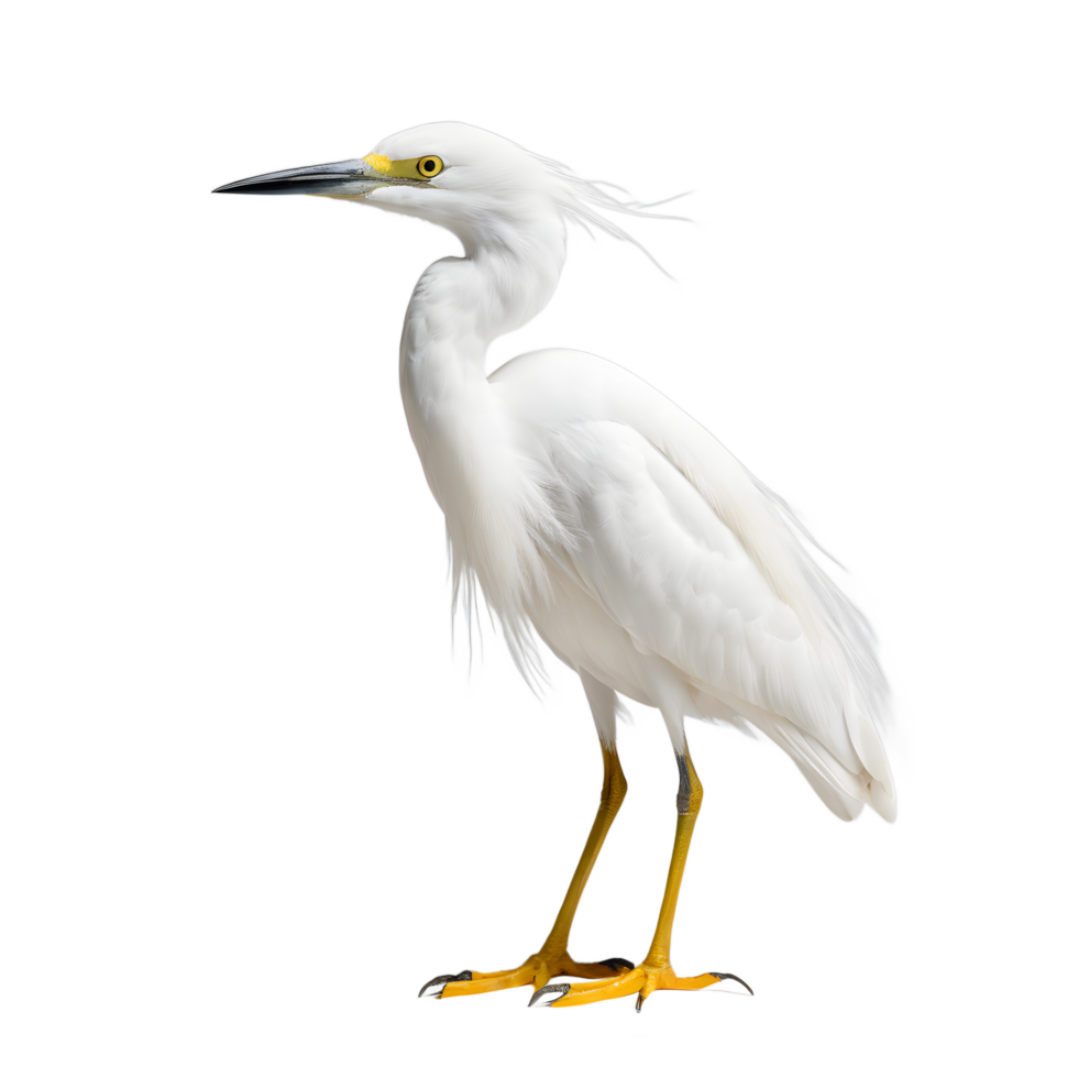 Isolated White Heron in Profile View png