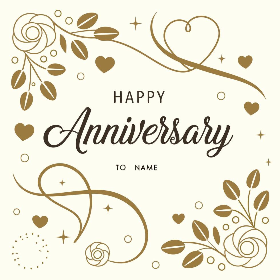 Happy anniversary with flower frame background poster design vector