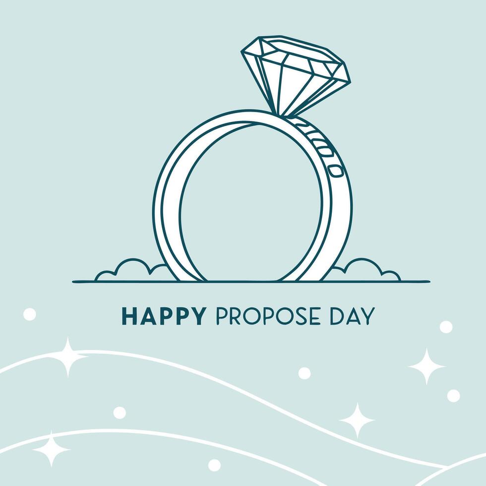 Happy propose day poster with diamond ring background vector