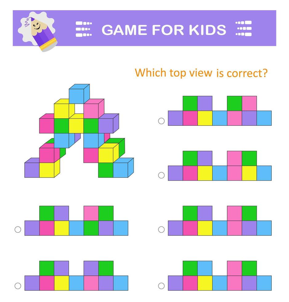 Logic puzzle for children. IQ training test. Printable worksheet vector