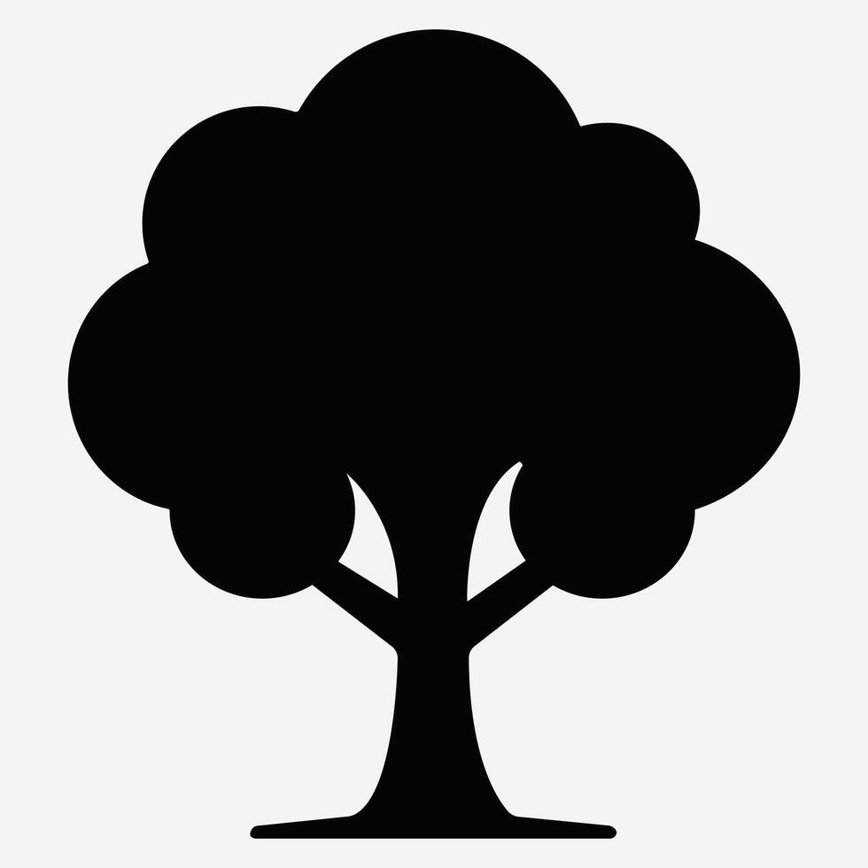 Simple Tree Silhouette In White Background. Black Tree Silhouette Icon. Tree Illustration. Tree Icon. vector