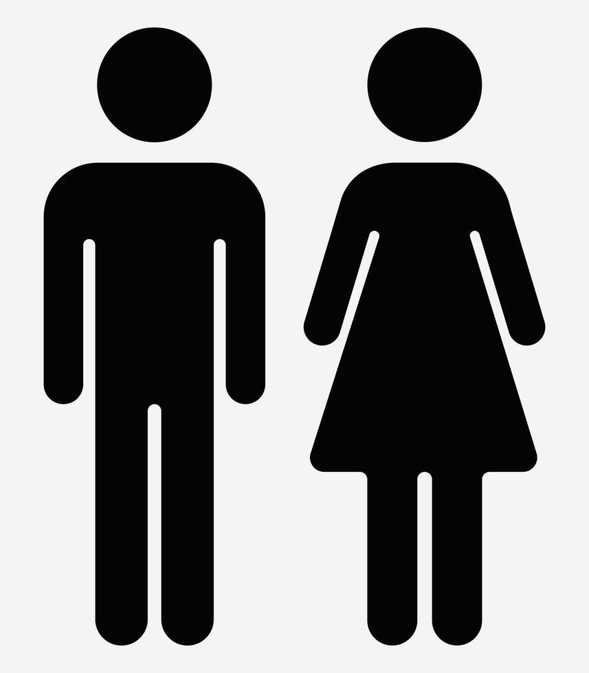 Male And Female Symbol Silhouette icon In White Background. Gender icon . Flat design. Man and Woman icon. vector