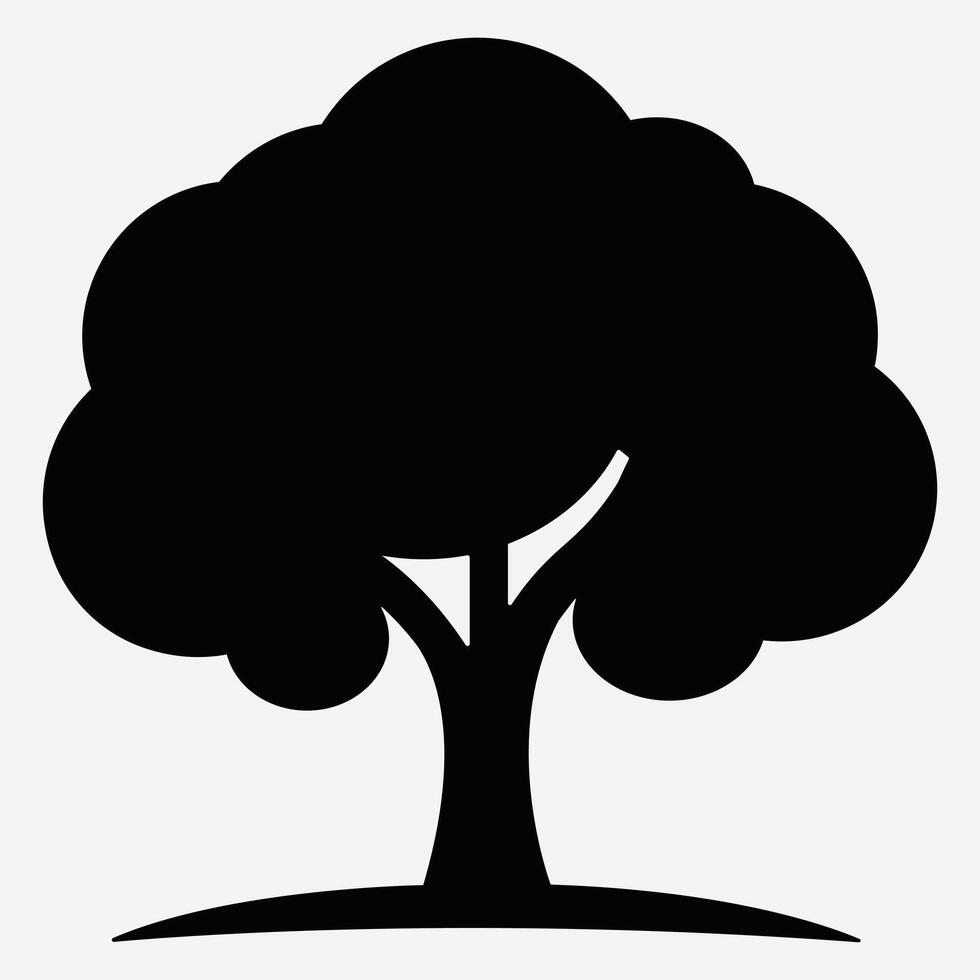 Simple Tree Silhouette In White Background. Black Tree Silhouette Icon. vector