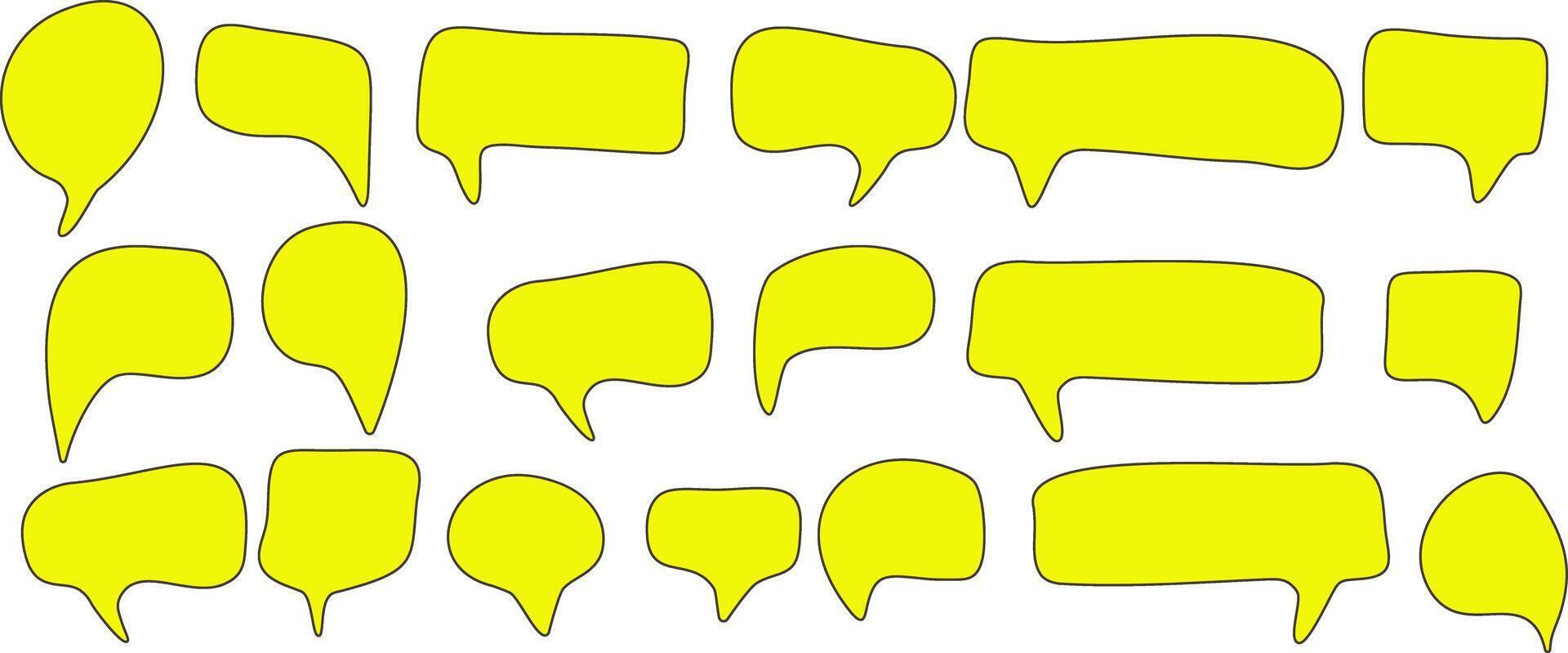 Yellow speech bubbles with outline vector