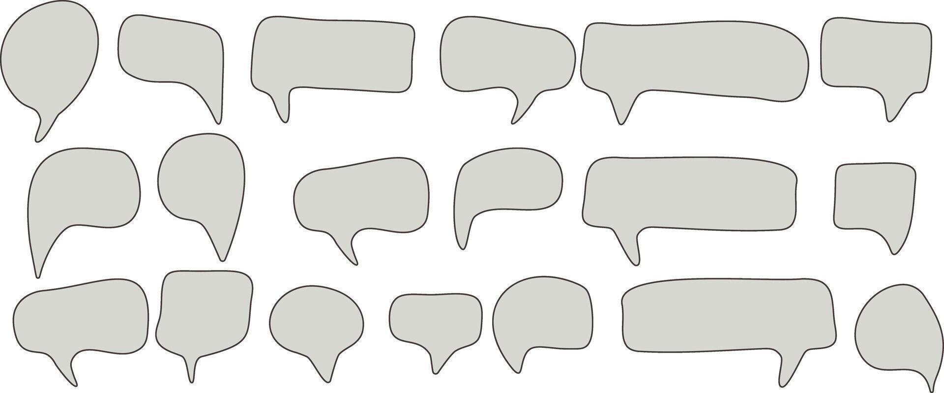 Gray speech bubbles with outline vector