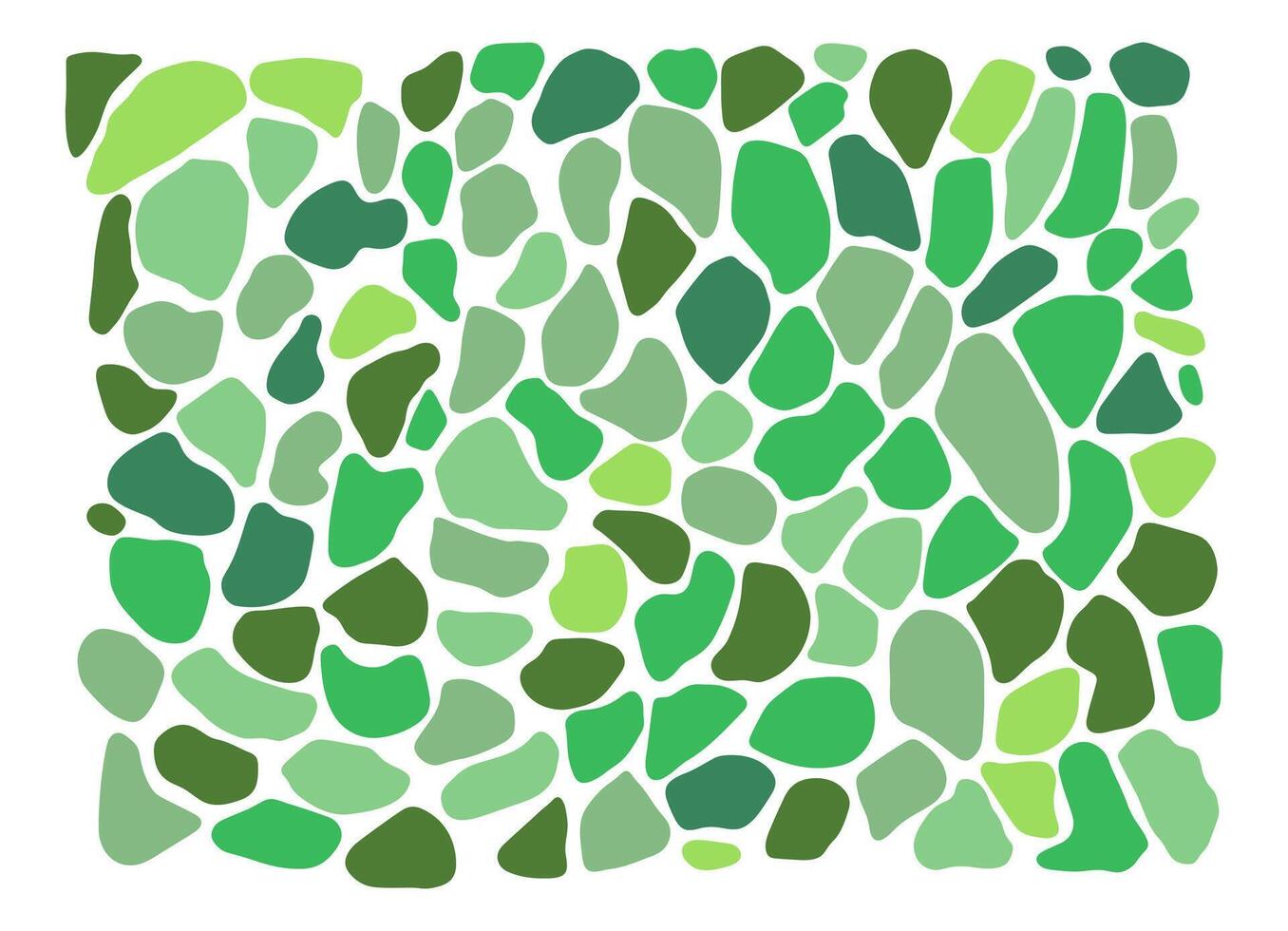 Abstract shapes such as stones of various green colors hand drawn vector