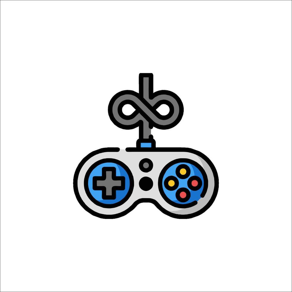 A game controller icon with a blue and black color scheme vector