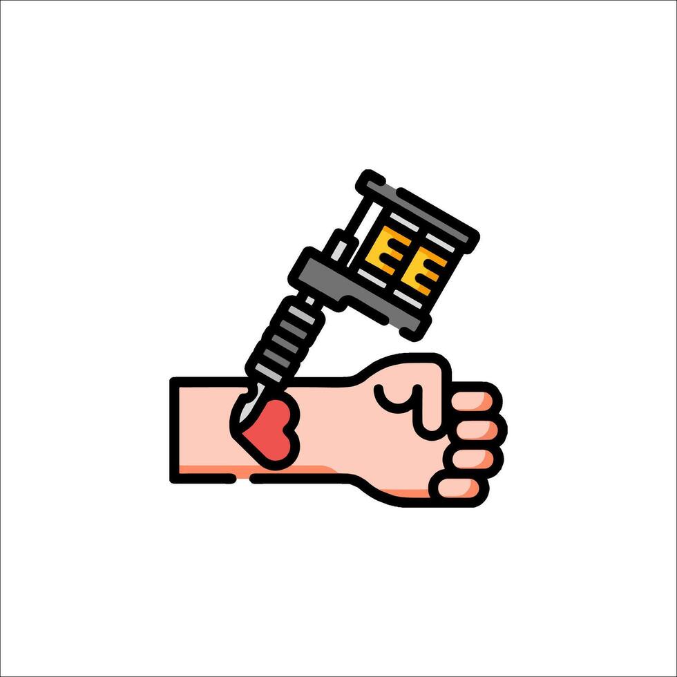 A tattoo machine with a needle on the hand vector