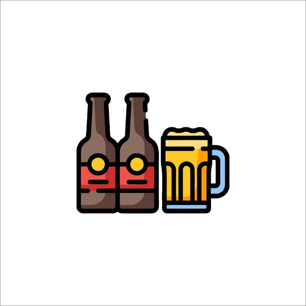 Beer and glass icon illustration vector