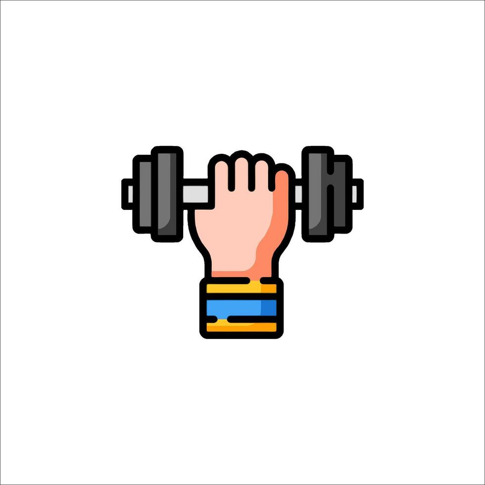 A hand holding a dumbbell icon vector