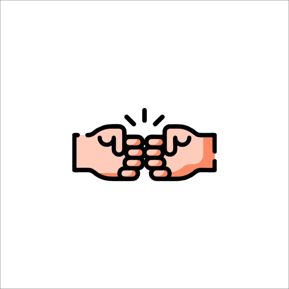 Two hands shaking hands icon, with a fist in the middle vector