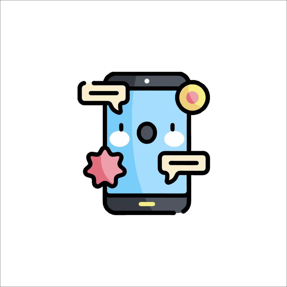 A phone with a speech bubble and a heart vector