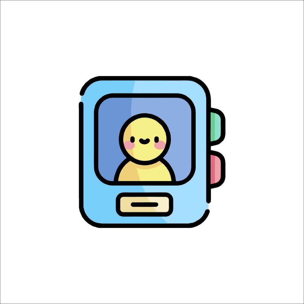 A cartoon character is sitting in a phone vector