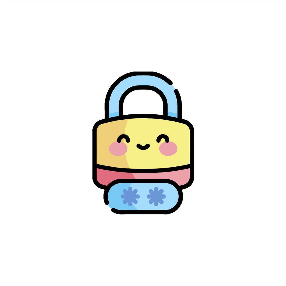 A cute lock with a smiley face on it vector