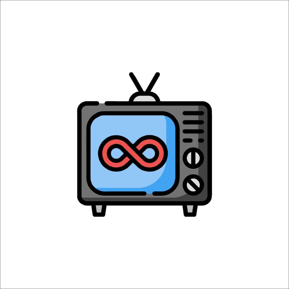 Tv with infinity symbol icon illustration vector
