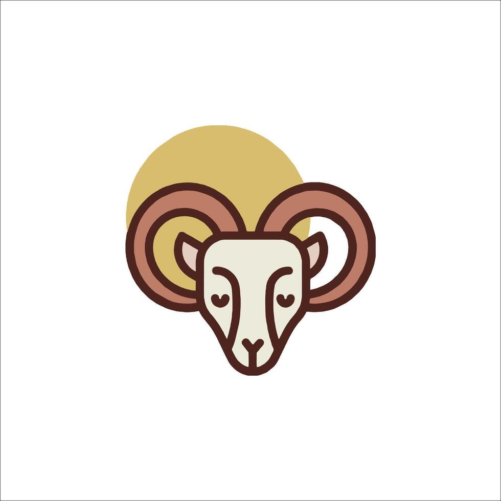 A ram head with horns and a sun in the background vector
