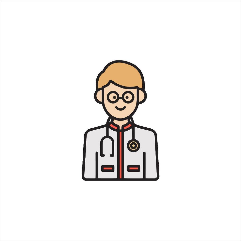 A doctor icon with glasses and a stethoscope vector