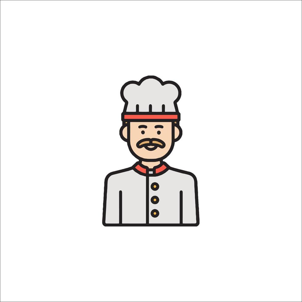 A chef icon with a mustache and hat vector