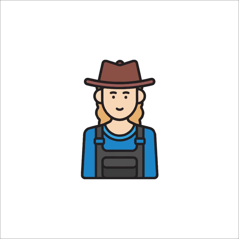 A man in a hat and overalls icon vector