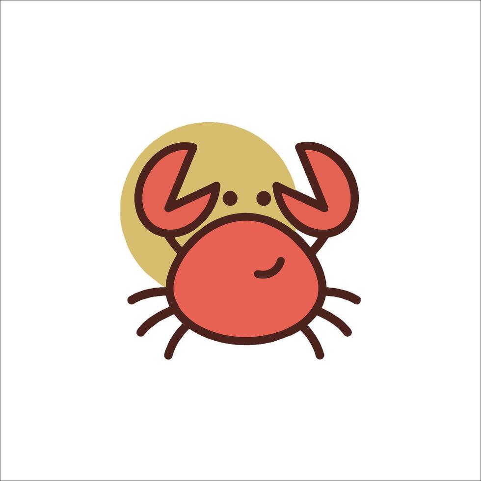 A crab icon with a sun in the background vector