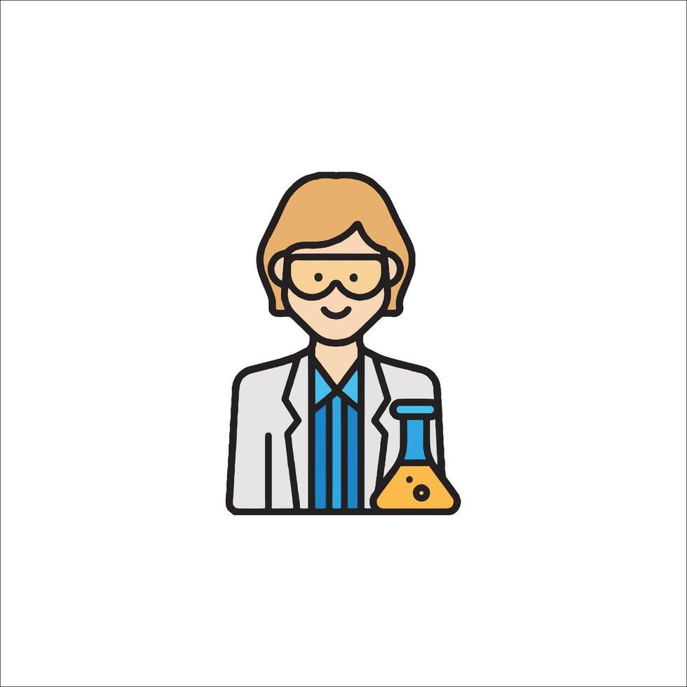 A woman in a lab coat holding a flask vector
