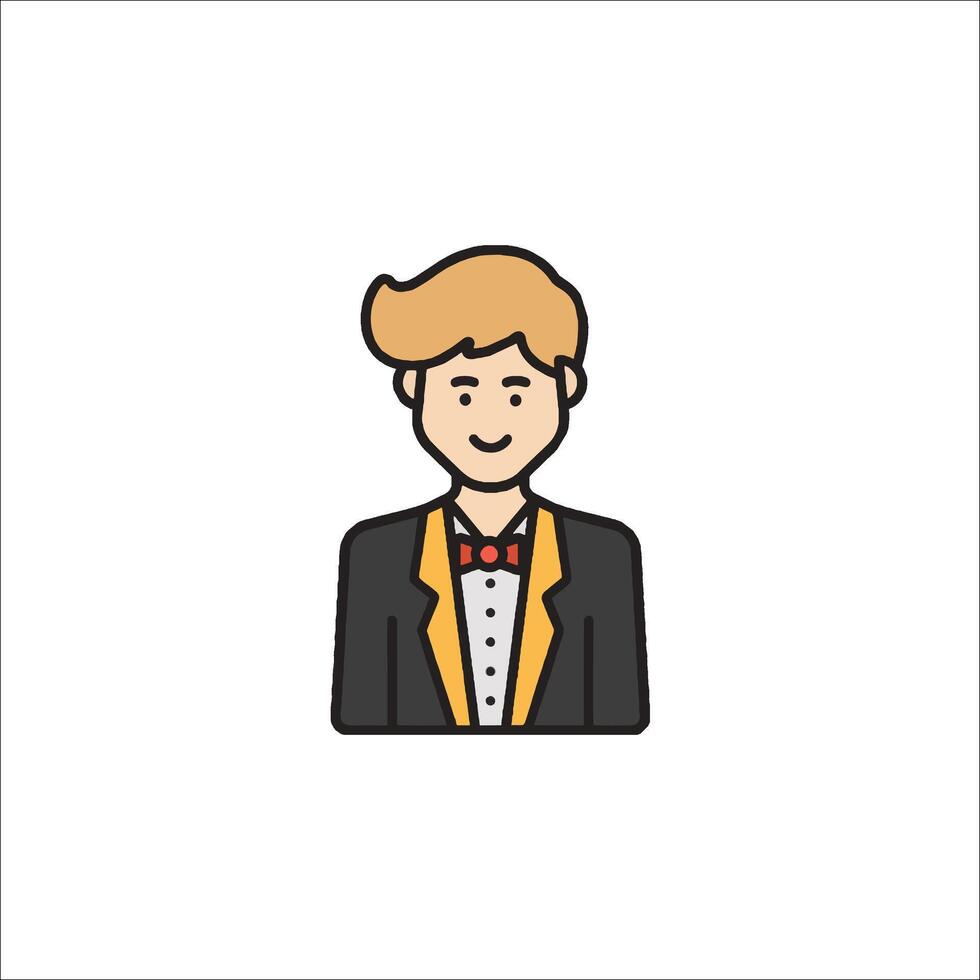 A man in a tuxedo icon vector