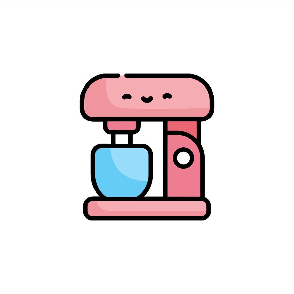 A pink mixer with a blue lid vector