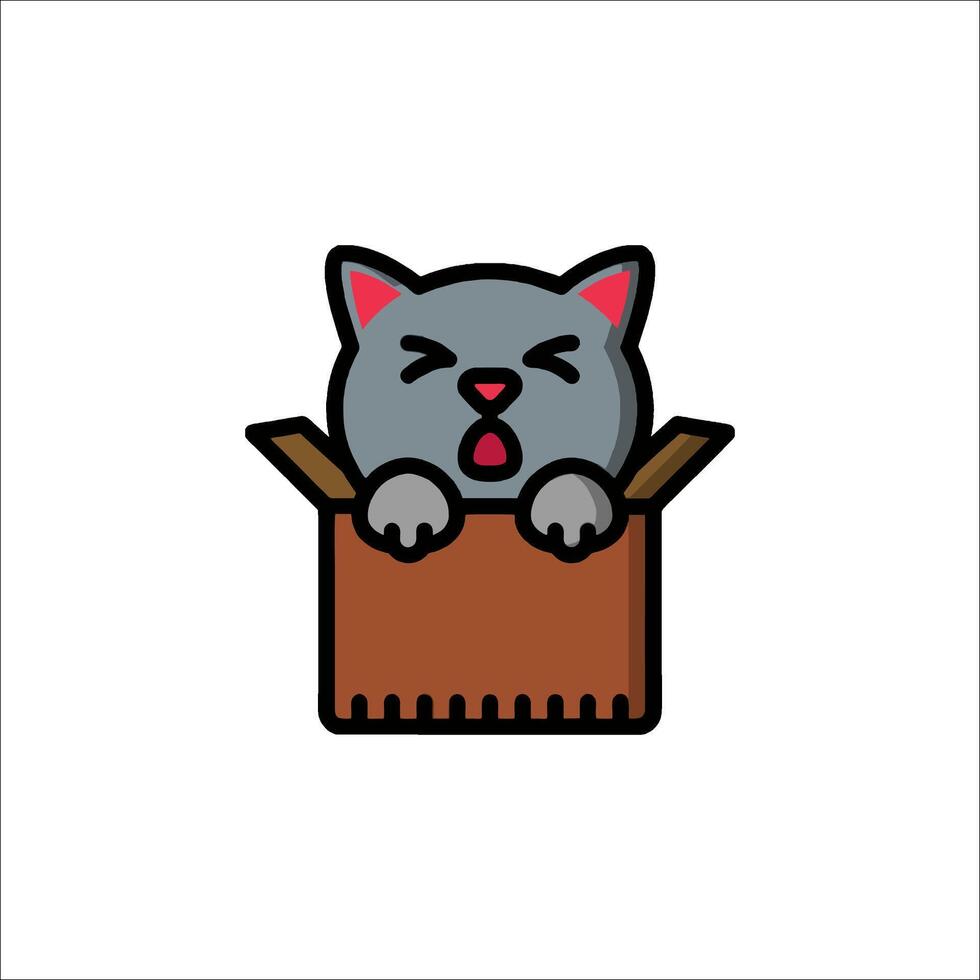 A cat in a box icon with a cat's face vector