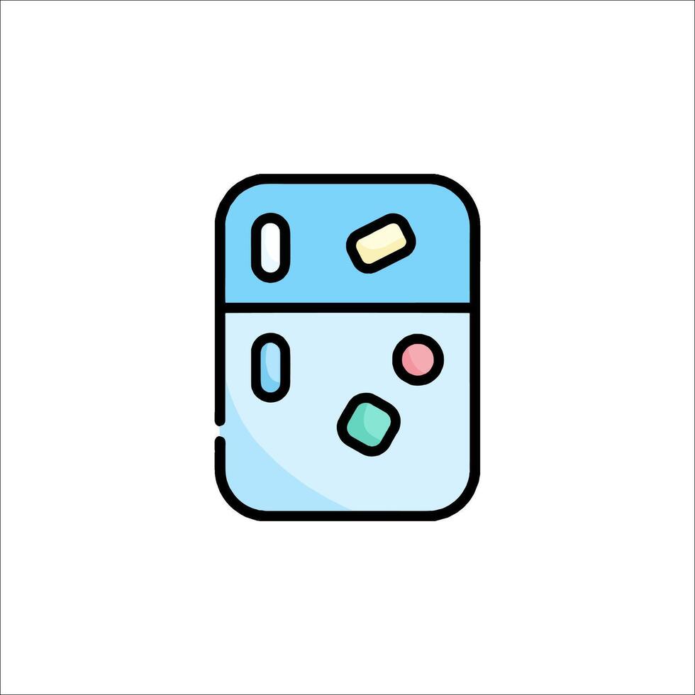A refrigerator with pills and pills inside vector