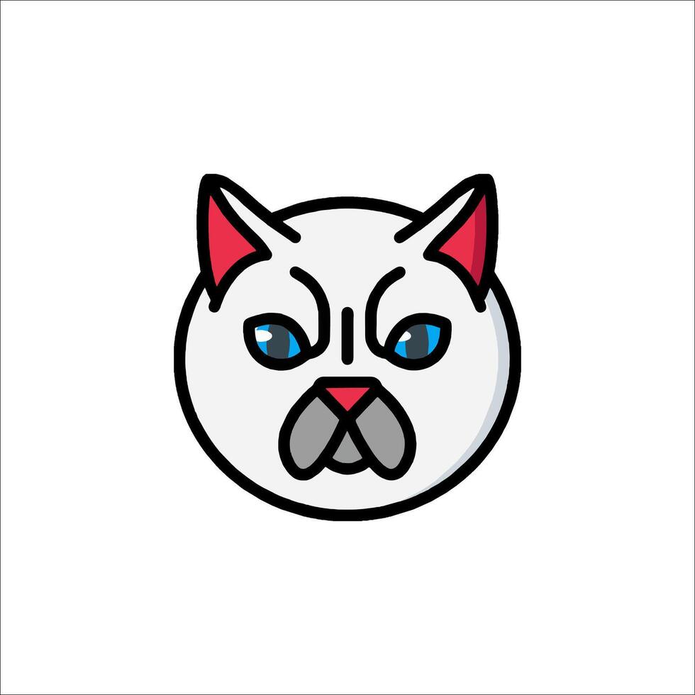 A cat head with blue eyes and a red nose vector
