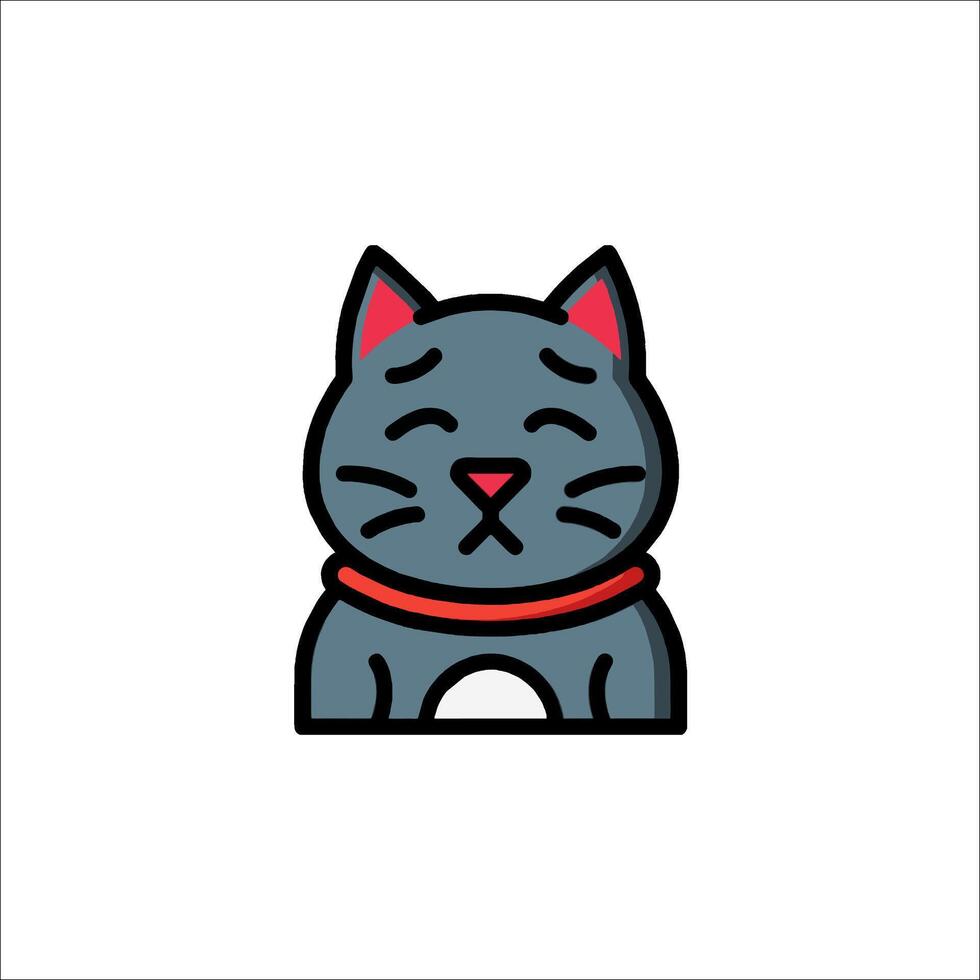 A cat with a red collar on its head vector