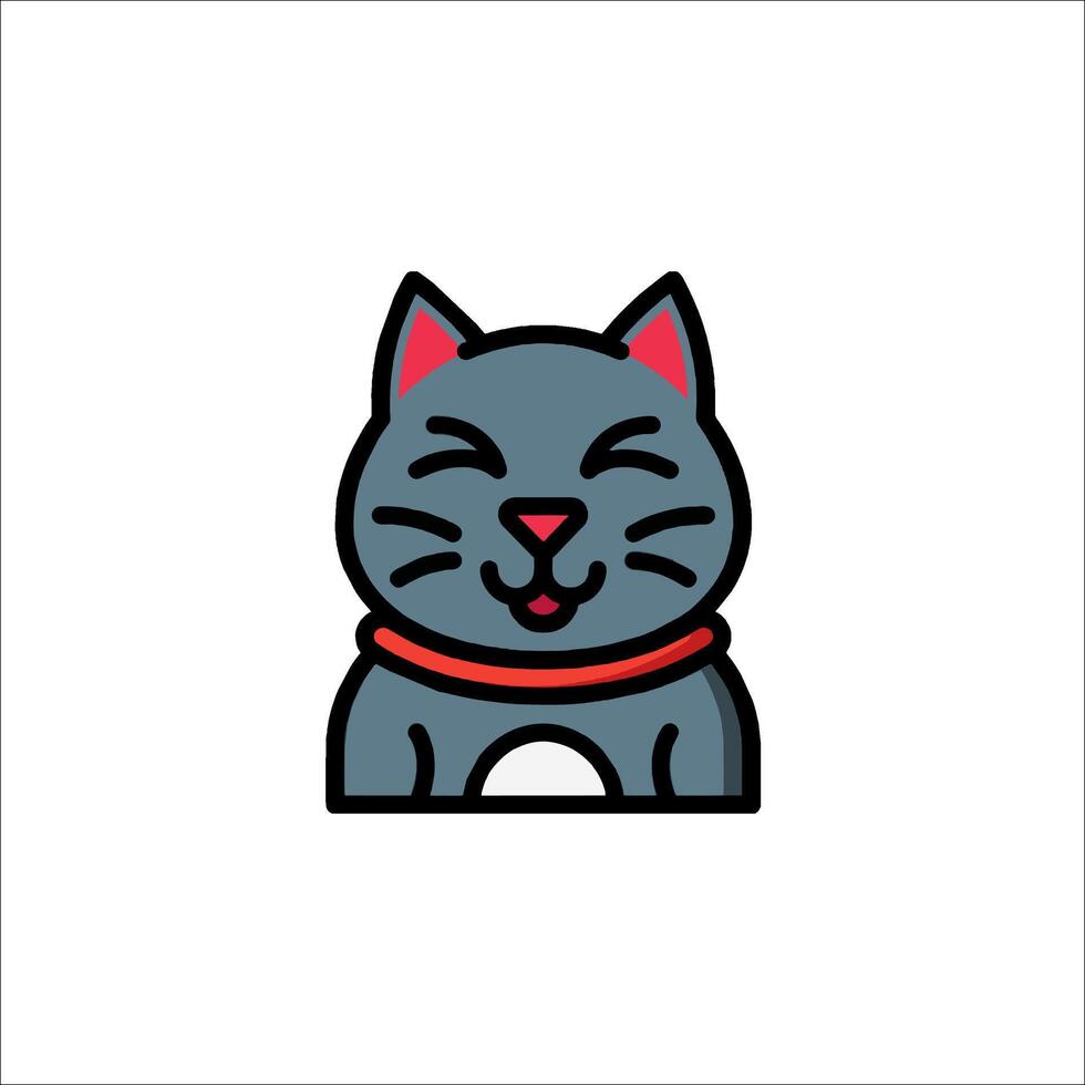 A cat with a red collar on its head vector
