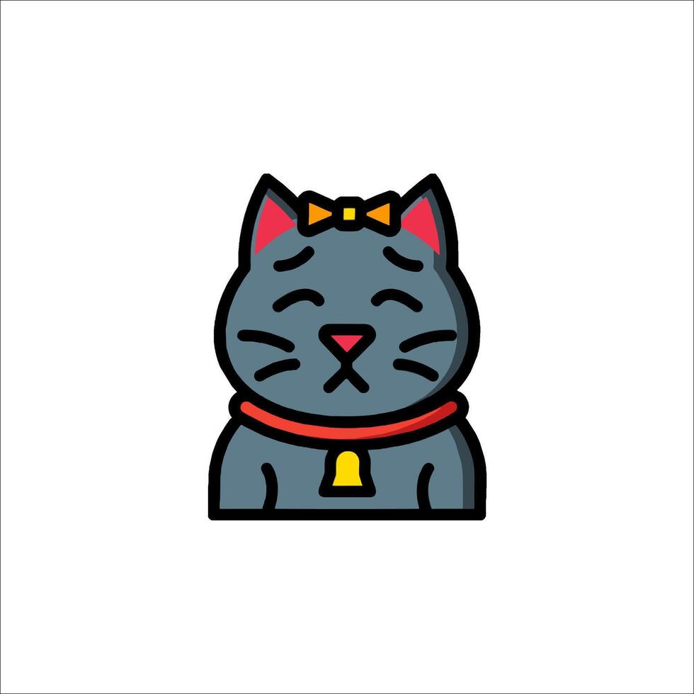A cat with a bow tie on its head vector