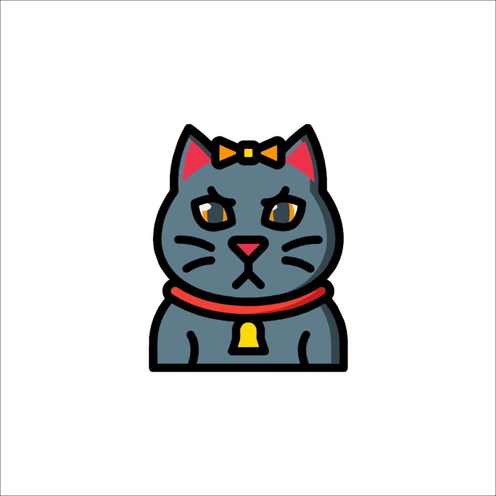 A cat with a bow on its head vector