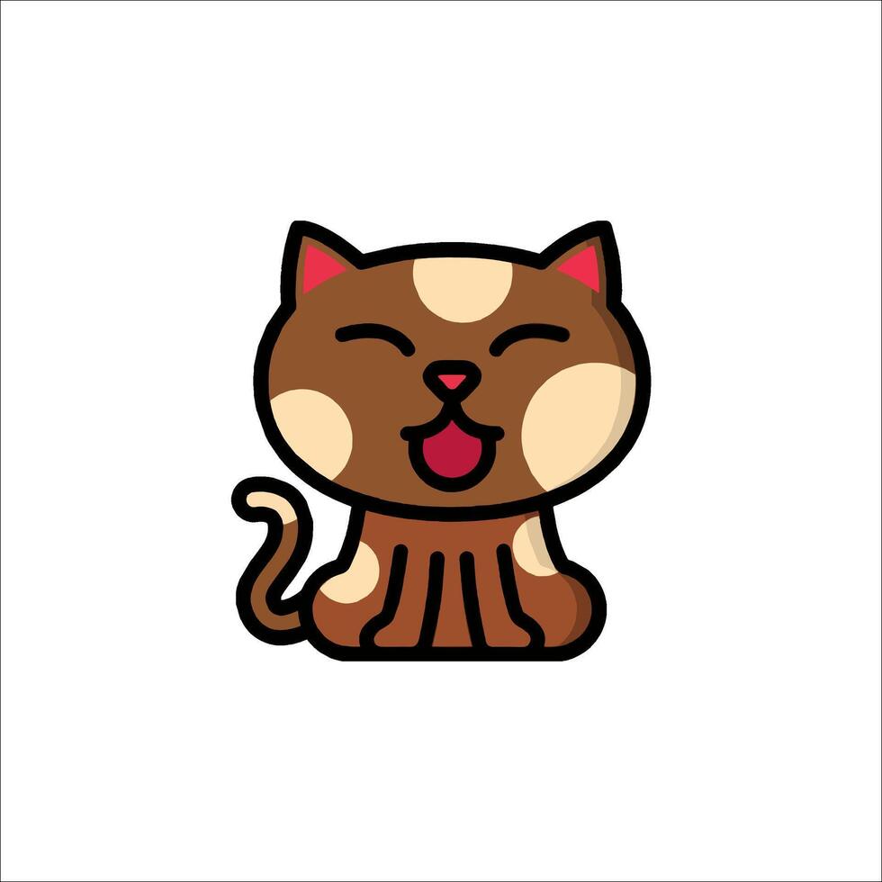 A cartoon cat with its tongue out and its eyes closed vector