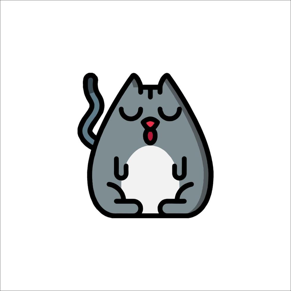 A cartoon cat with its tongue out and its eyes closed vector