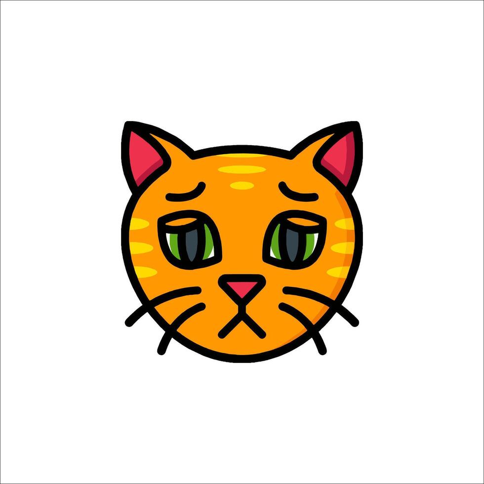 A cat's face with a sad expression vector