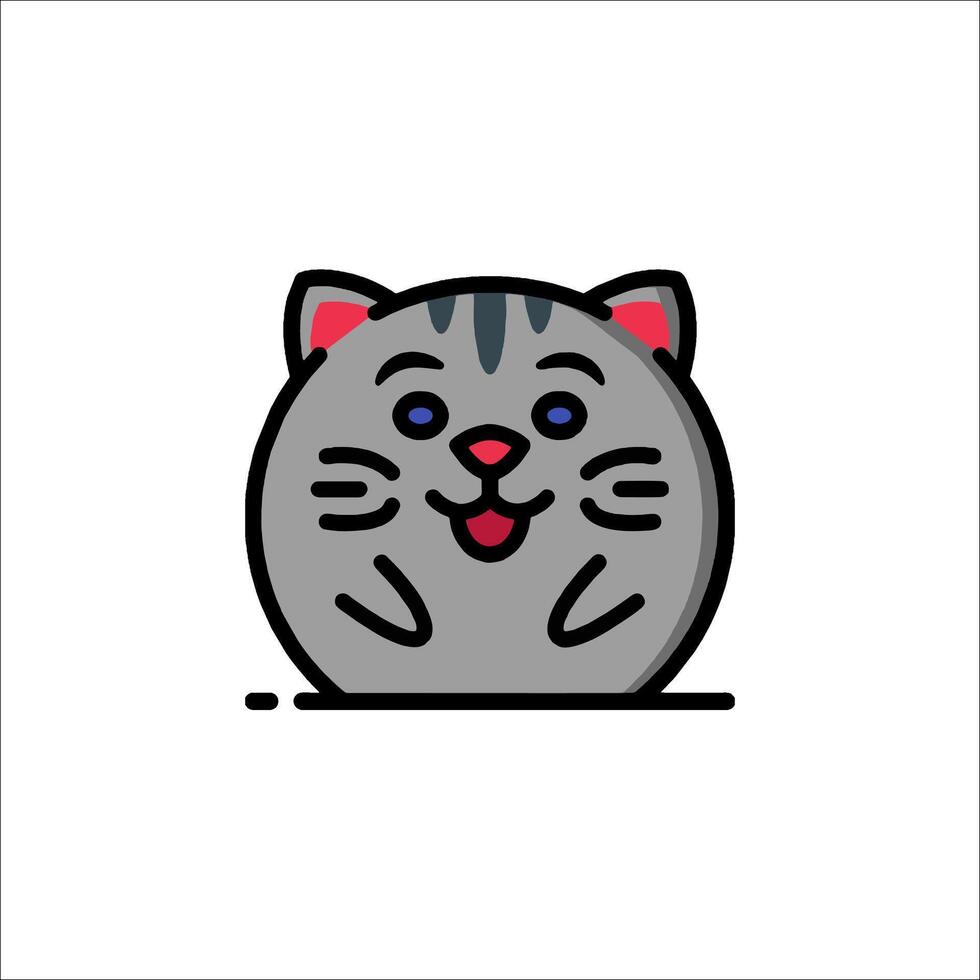 A gray cat with blue eyes and a smile vector