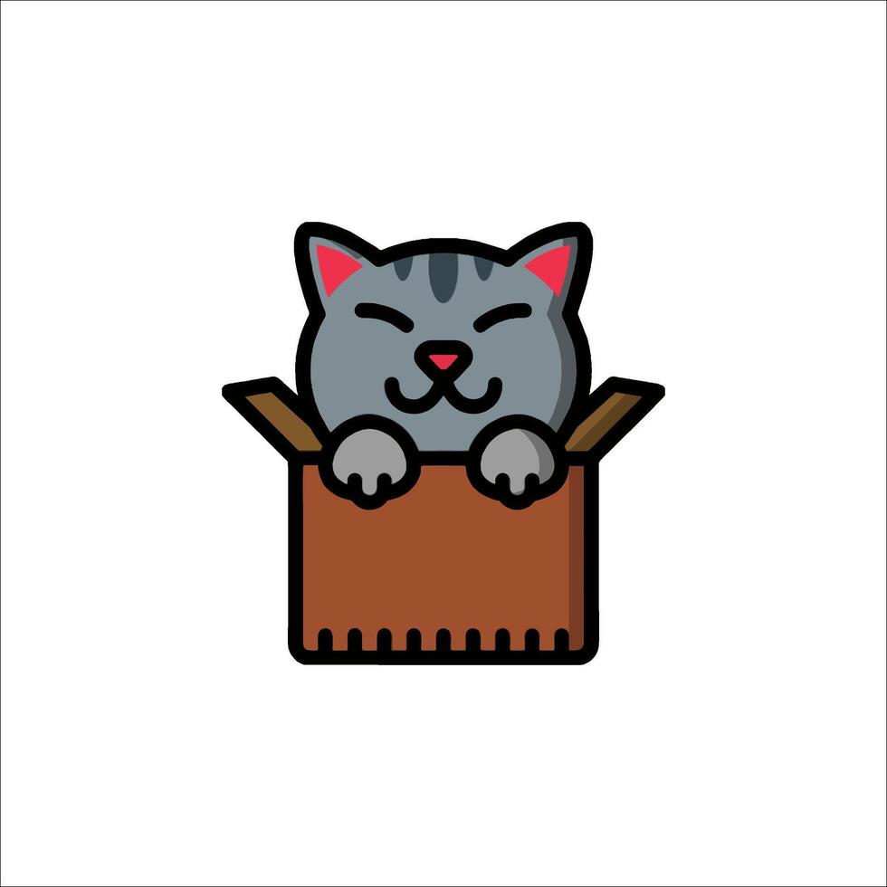 A cat in a box icon vector