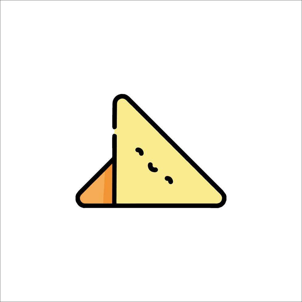 A triangle shaped piece of cheese is shown in a line vector
