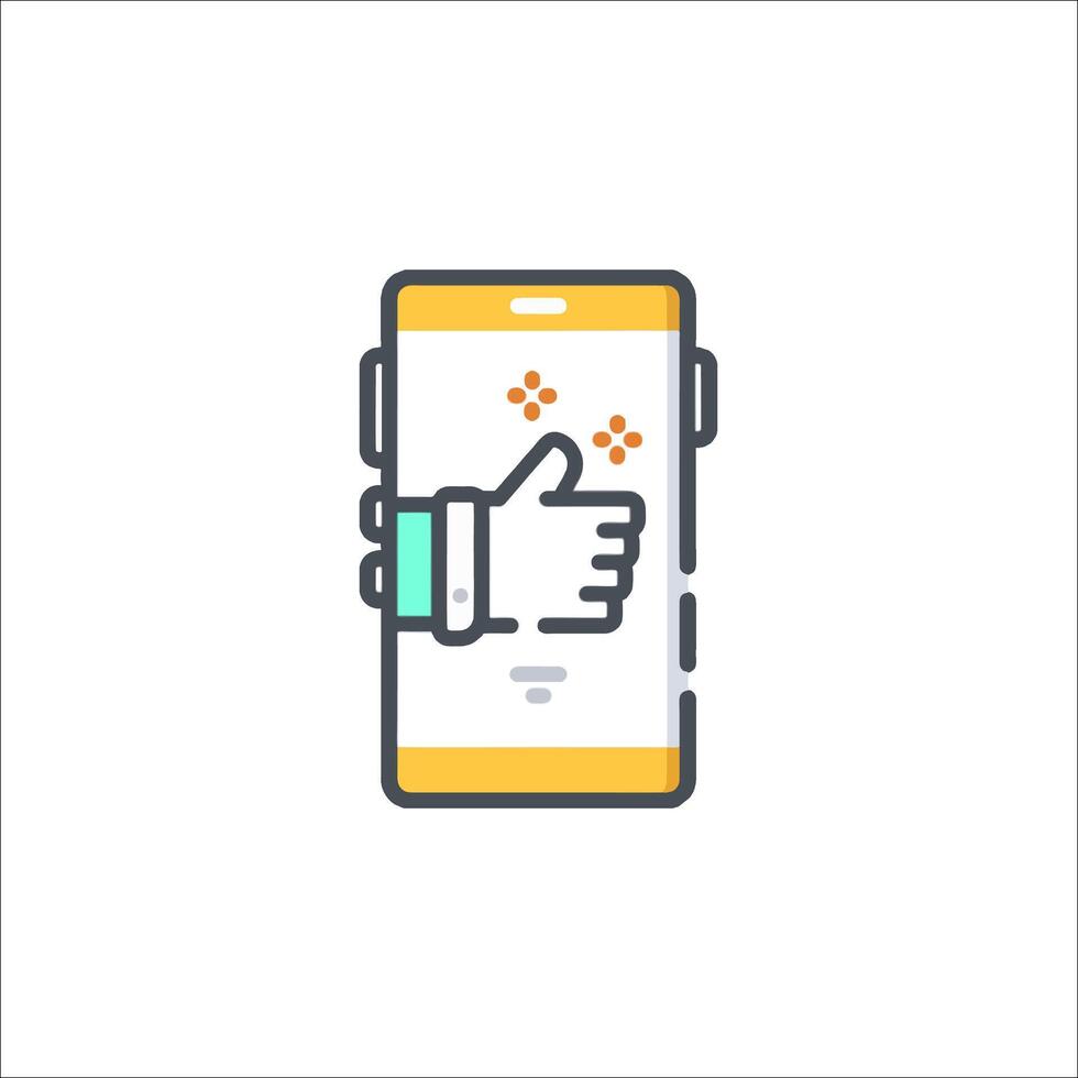A phone with a thumbs up icon vector