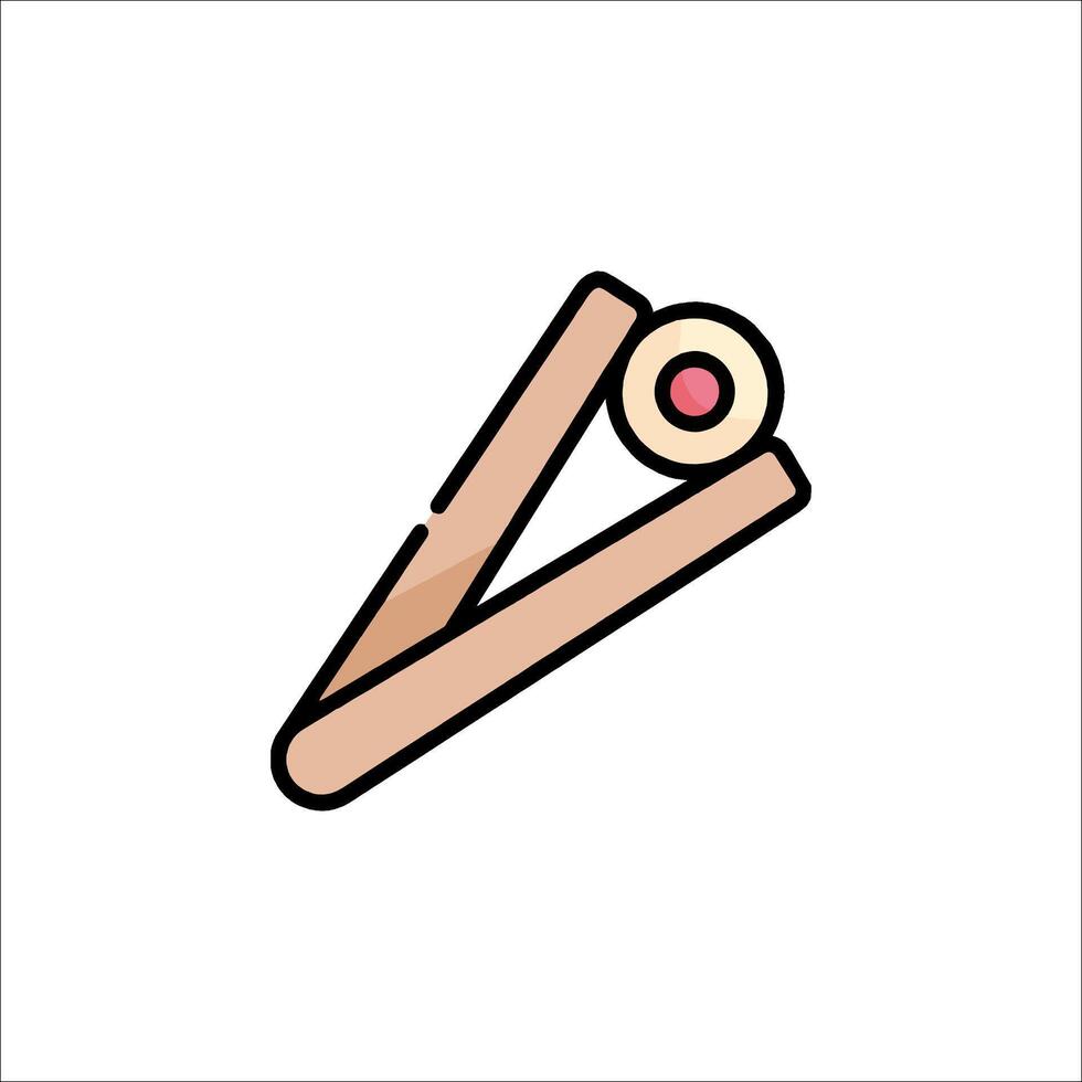 A pair of scissors with a red dot on the end vector