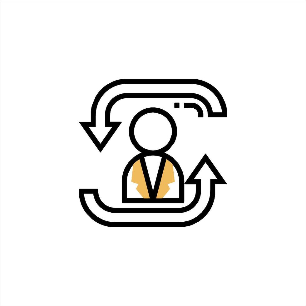 A man in a circle with arrows pointing to him vector