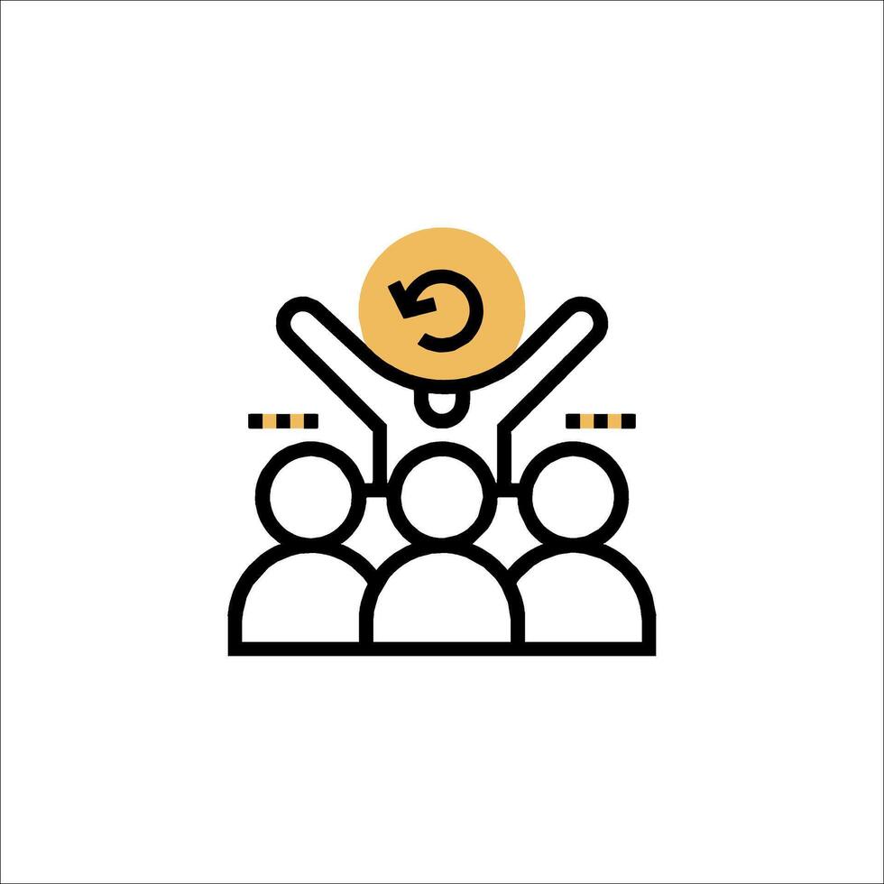 A line icon of people with a circle on top vector