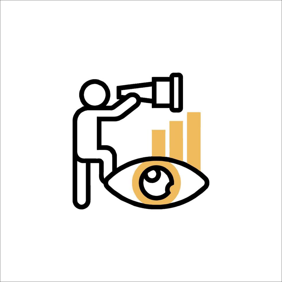 A man holding a megaphone and looking at an eye vector
