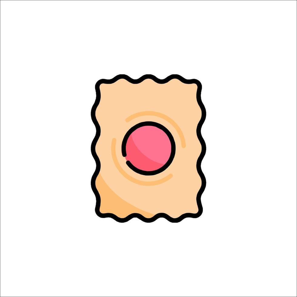 A pastry icon with a red dot on it vector