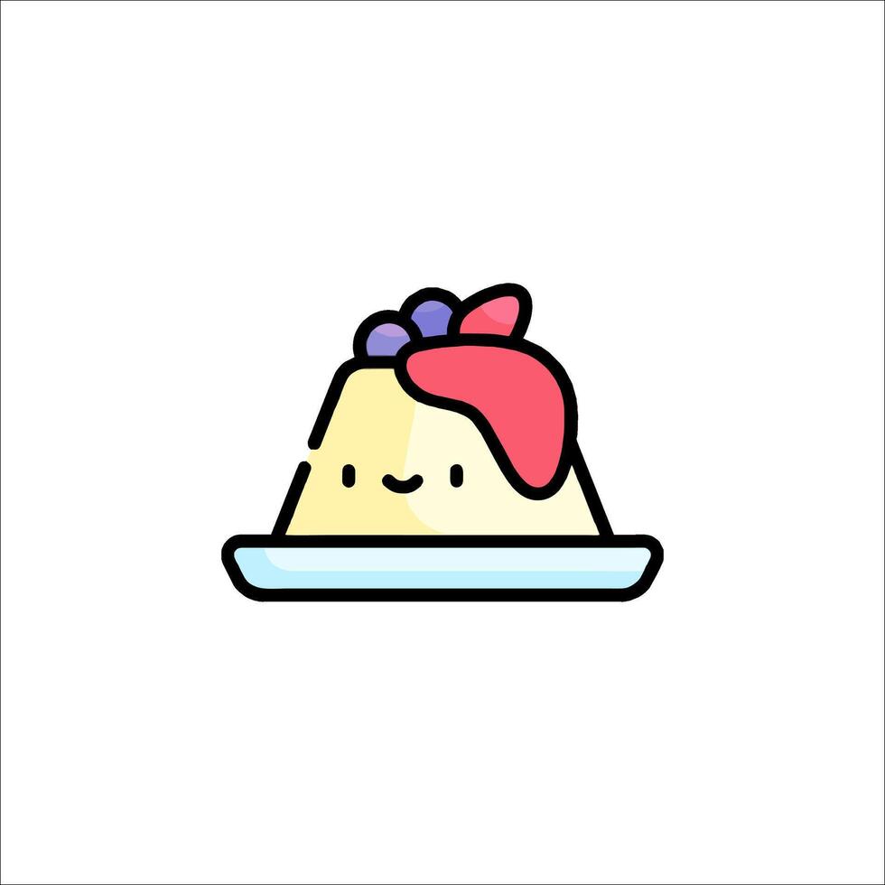 A cute little pudding with a strawberry on top vector