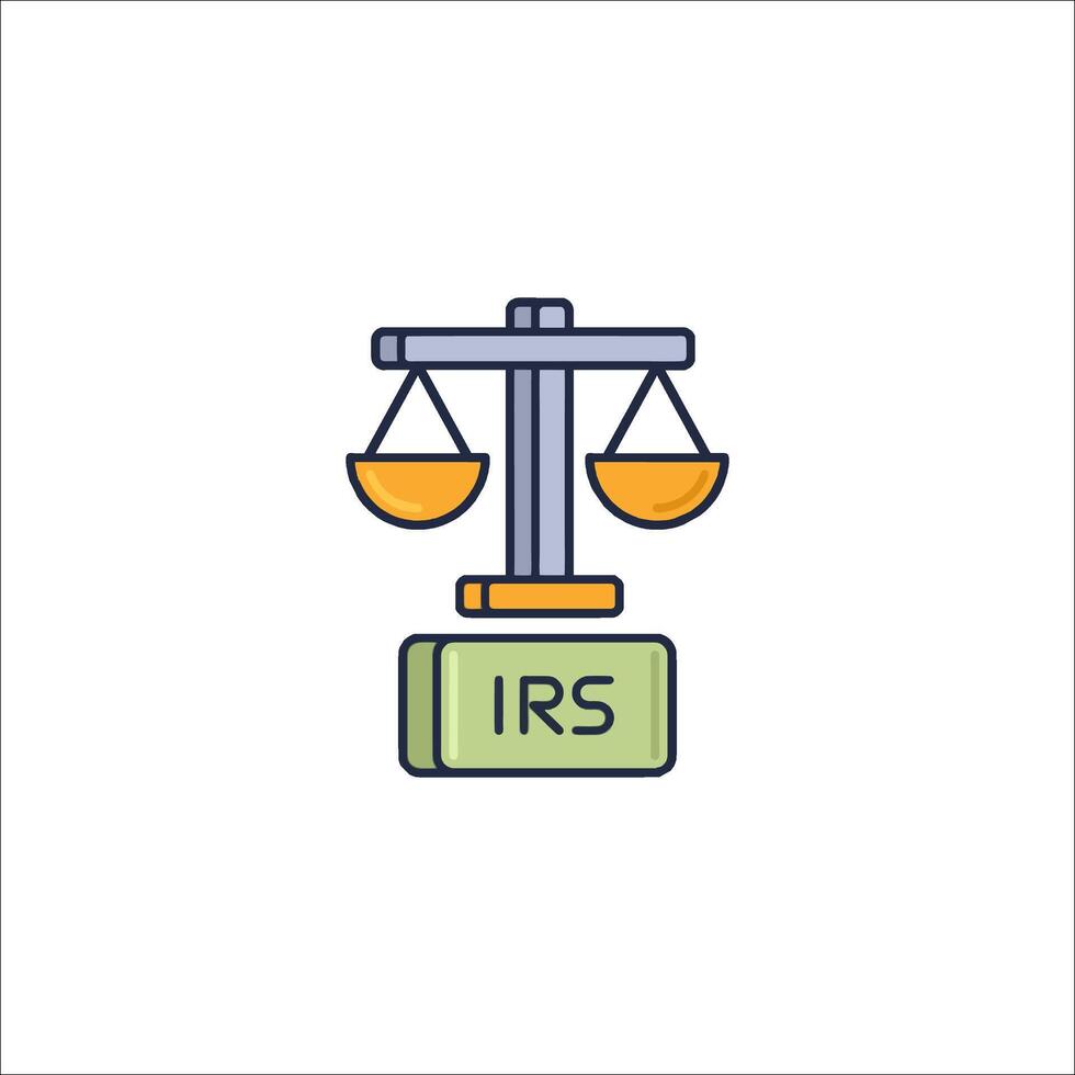An icon of an scales with an irs balance vector