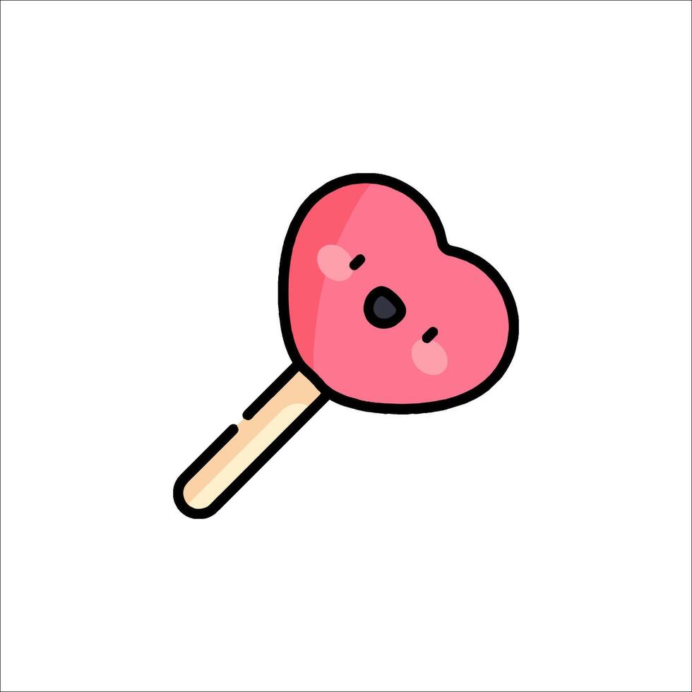 A pink lollipop with a heart on it vector