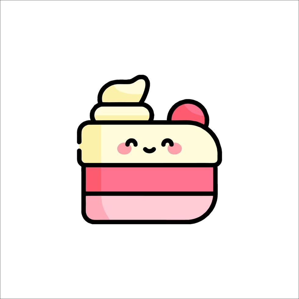 A cute cake icon with a smiley face vector